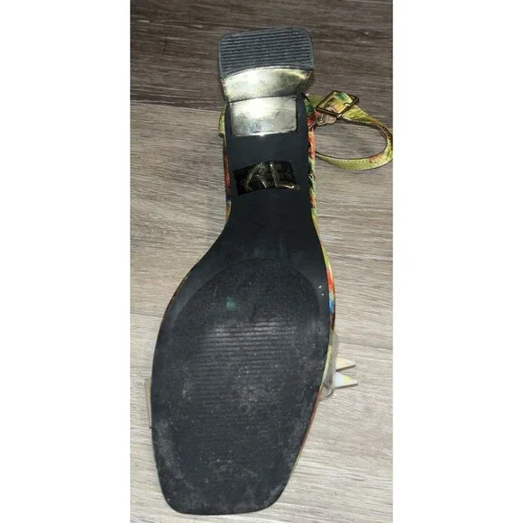 Cathy Din Floral Wateidescentcolor Gold Heels Party Club Retro Spikes Iridescent - Picture 7 of 7